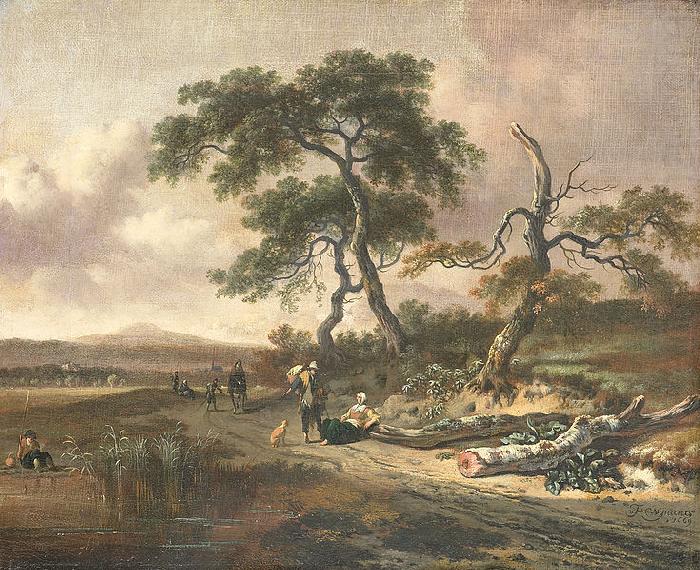 Jan Wijnants Landscape with pedlar and resting woman. china oil painting image